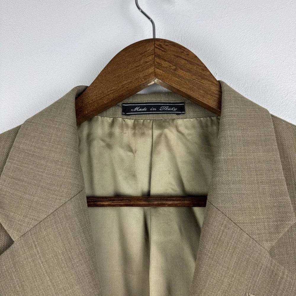 Bachrach Blazer Men's 40R Tan Beige 100%‎ Wool Sports  Made Coat In Italy Jacket
